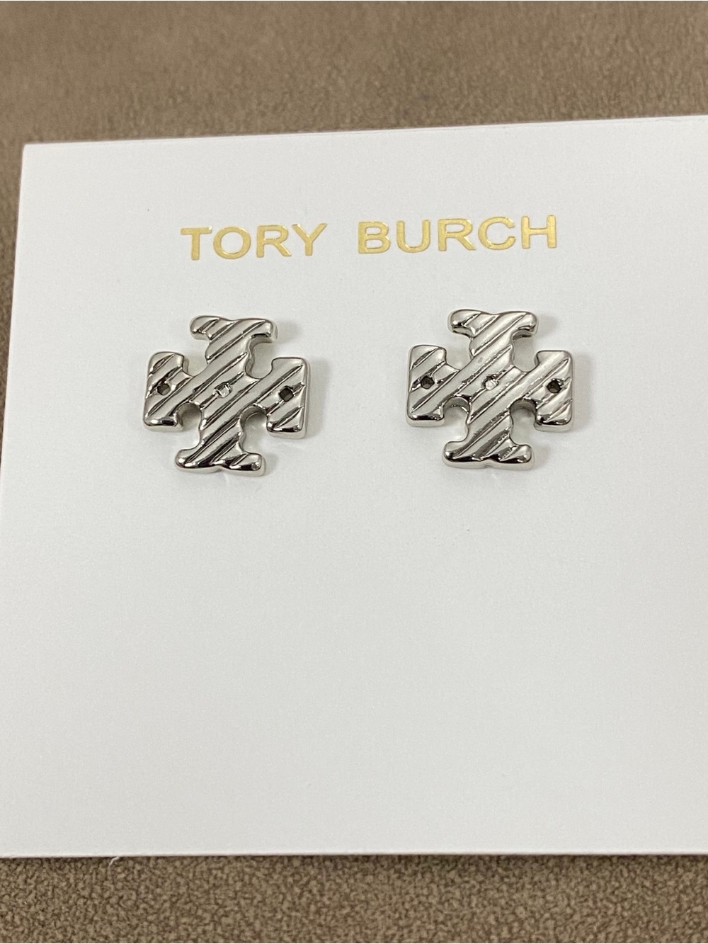 Tory Burch Silver Logo Cuff Links
